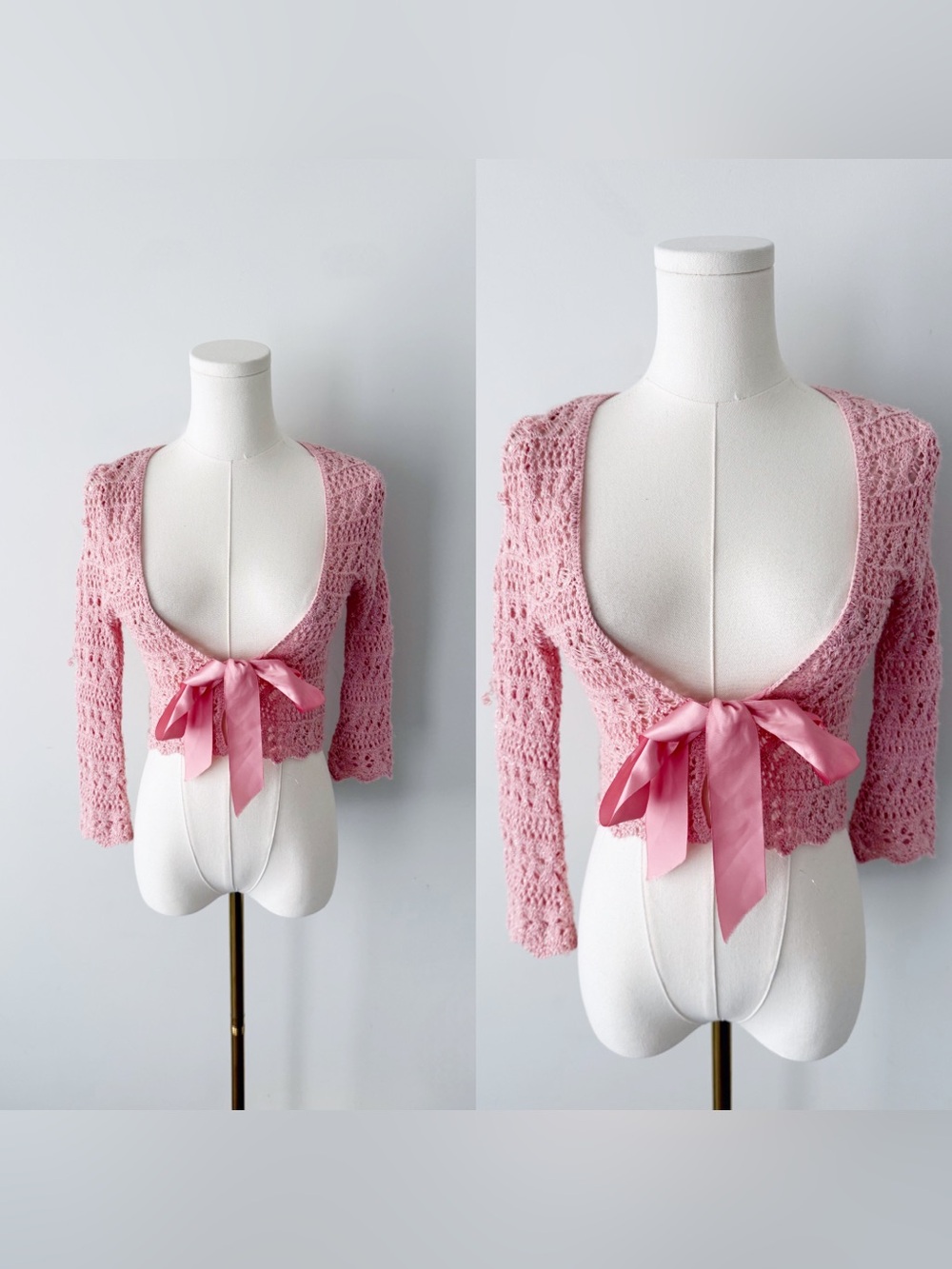 Top shop pink sparkly crochet bolero